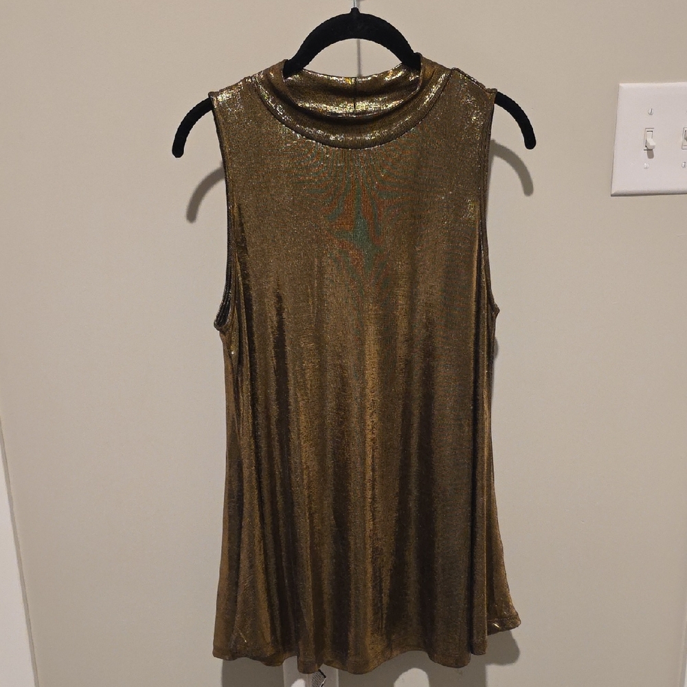 Doe & Rae Metallic Gold Tank Top